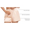 image:imageSWOMOG Womens Silk Stain Pajama Shorts Pj Bottoms with Pockets Drawstring Sleep Shorts Boxer Soft Lounge ShortsBlackChampagne