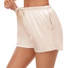 image:imageSWOMOG Womens Silk Stain Pajama Shorts Pj Bottoms with Pockets Drawstring Sleep Shorts Boxer Soft Lounge ShortsChampagne