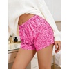 image:imageSWOMOG Womens Silk Stain Pajama Shorts Pj Bottoms with Pockets Drawstring Sleep Shorts Boxer Soft Lounge ShortsHot Pink Leopard