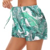 image:imageSWOMOG Womens Silk Stain Pajama Shorts Pj Bottoms with Pockets Drawstring Sleep Shorts Boxer Soft Lounge ShortsPink LeavesWhite Leaves