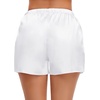 image:imageSWOMOG Womens Silk Stain Pajama Shorts Pj Bottoms with Pockets Drawstring Sleep Shorts Boxer Soft Lounge ShortsWhiteChampagne