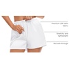 image:imageSWOMOG Womens Silk Stain Pajama Shorts Pj Bottoms with Pockets Drawstring Sleep Shorts Boxer Soft Lounge ShortsWhiteChampagne