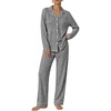 image:imageSWOMOG 100 Cotton Pajama Set for Women 2 PCS Long Sleeve Plaid Pjs Set Button Down Sleepwear with PantsBlack Plaid