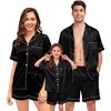 image:imageSWOMOG Couple Matching Pajamas Sets Women amp Men Button Down Silk Pjs Men Short Sleeve Soft Lounge Sets 2 Pcs LoungewearBlack