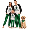 image:imageSWOMOG Family Christmas Matching Pajamas Sets Long Sleeve Pjs Holiday Sleepwear Women Men Soft Loungewear SetGreen Black Plaid