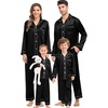 image:imageSWOMOG Family Matching Pajama Set Silky Satin Pajamas Long Sleeve Sleepwear Button Down Loungewear 2 Pcs Pj SetBlack 120Age for 67Y