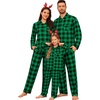 image:imageSWOMOG Family Matching Pajamas Set Button Down Sleepwear Long Sleeve Nightwear Christmas PJS Holiday PajamasGreen With Black Grid