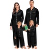 image:imageSWOMOG Family Matching Pajamas Set Christmas Pajamas Long Sleeve Button Down Pj Set 2Pcs Festival Party SleepwearBlack