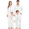 image:imageSWOMOG Family Satin Matching Pajama Set Long Sleeve Sleepwear 2 Pcs Pj SetWhite