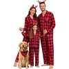 image:imageSWOMOG Matching Family Christmas Pajamas Set Modal Long Sleeve ButtonDown Sleepwear Family Festival Party Xmas PJs SetsRed Black Grid Size 1213