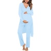 image:imageSWOMOG Maternity Nursing Robe Set 3 Piece Postpartum Breastfeeding Pajamas 3 in 1 Hospital Labor Delivery Pregnancy PjsBaby Bluepants