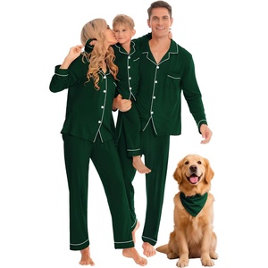 image:imageSWOMOG Family Christmas Pajamas Set Long Sleeve Sleepwear Sets Button Down Loungewear Set Party Holiday Pjs SetsGreen