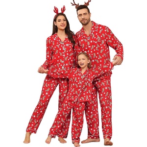 image:imageSWOMOG Family Christmas Pajamas Set Long Sleeve Sleepwear Sets Button Down Loungewear Set Party Holiday Pjs SetsRed Christmas Deer