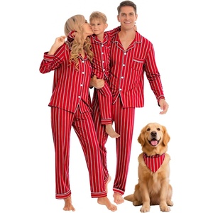 image:imageSWOMOG Family Christmas Pajamas Set Long Sleeve Sleepwear Sets Button Down Loungewear Set Party Holiday Pjs SetsWine Red Stripes