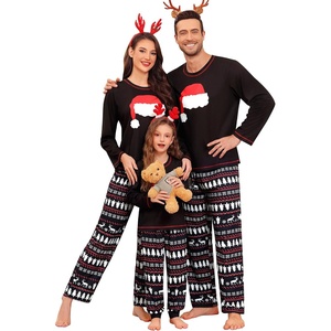 image:imageSWOMOG Family Christmas Pajamas Set Party Holiday Sleepwear Long Sleeve ButtonDown Loungewear SetBlack Christmas Hatpullover