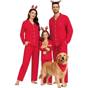 image:imageSWOMOG Family Christmas Pajamas Set Party Holiday Sleepwear Long Sleeve ButtonDown Loungewear SetRed