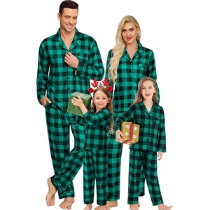 image:imageSWOMOG Family Matching Christmas Pajama Sets UltraSoft PJs Sets Long Sleeve Pull Over SleepwearGreen Plaid