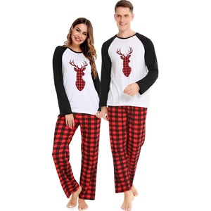 image:imageSWOMOG Family Matching Christmas Pajamas Sets MenWomen Plaid Pants Loungewear and Printed Long Sleeve PjsZchristmas Deer