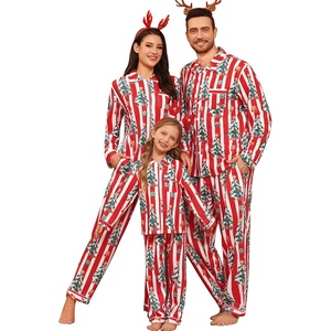 image:imageSWOMOG Family Matching Pajamas Set Button Down Sleepwear Long Sleeve Nightwear Christmas PJS Holiday PajamasChristmas Red Stripes