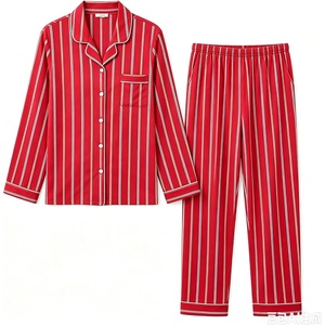 image:imageSWOMOG Family Matching Pajamas Set Button Down Sleepwear Long Sleeve Nightwear Christmas PJS Holiday PajamasRed and White Stripes