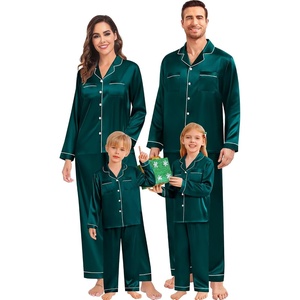 image:imageSWOMOG Family Matching Pajamas Set Christmas Pajamas Long Sleeve Button Down Pj Set 2Pcs Festival Party SleepwearDeep Green