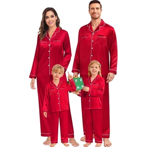 image:imageSWOMOG Family Matching Pajamas Set Christmas Pajamas Long Sleeve Button Down Pj Set 2Pcs Festival Party SleepwearRed