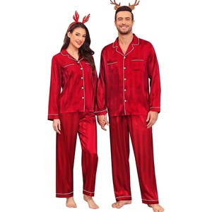 image:imageSWOMOG Family Matching Pajamas Set Christmas Pajamas Long Sleeve Button Down Pj Set 2Pcs Festival Party SleepwearRed Stripes