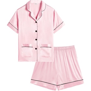 image:imageSWOMOG Girls Pajamas Silk Satin Pajama Set Short Sleeve Button Down Sleepwear Soft Cute PJs Shorts Loungewear Coal Black4Y5Y