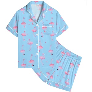 image:imageSWOMOG Kids Satin Pajamas Sets Girls Boys ButtonDown Pjs Short Sleeve Silk Nightwear 2 Piece Lounge SetsBlue Champagne