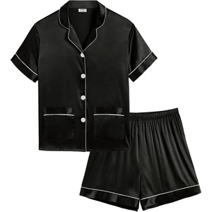 image:imageSWOMOG Little amp Big Girls Satin Pajamas Set Silk Button Down Pjs Set 2 Pieces Short Sleeve Kids Strawberry Sleepwear 415Y