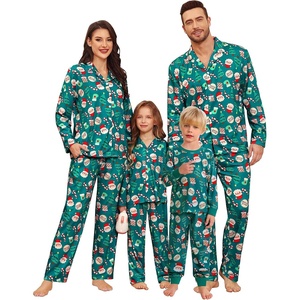 image:imageSWOMOG Matching Family Christmas Pajamas Set Long Sleeve Festival Party Pj Set ButtonDown Sleepwear Soft NightwearGreen Christmas