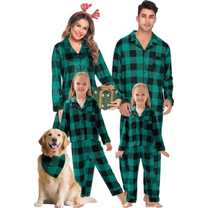 image:imageSWOMOG Matching Family Christmas Pajamas Set Long Sleeve Festival Party Pj Set ButtonDown SleepwearBig Green Plaid