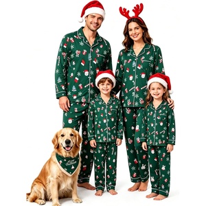 image:imageSWOMOG Matching Family Christmas Pajamas Set Long Sleeve Festival Party Pj Set ButtonDown SleepwearChristmas Green