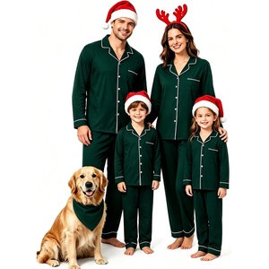 image:imageSWOMOG Matching Family Christmas Pajamas Set Long Sleeve Festival Party Pj Set ButtonDown SleepwearGreen