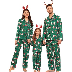 image:imageSWOMOG Matching Family Pajama Set Long Sleeve Christmas Pajama Button Down Holiday Sleepwear SetGreen Christmas Santa