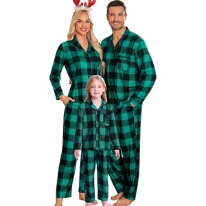 image:imageSWOMOG Matching Family Pajama Set Long Sleeve Christmas Pajama Button Down Holiday Sleepwear SetGreen Plaid