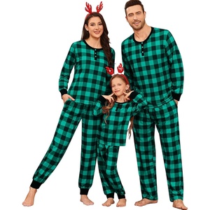 image:imageSWOMOG Matching Family Pajama Set Long Sleeve Christmas Pajama Button Down Holiday Sleepwear SetGreenplaid