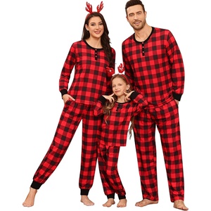 image:imageSWOMOG Matching Family Pajama Set Long Sleeve Christmas Pajama Button Down Holiday Sleepwear SetRedplaid
