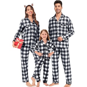 image:imageSWOMOG Matching Family Pajamas Christmas Pjs Long Sleeve Holiday Sleepwear Soft LoungewearWhite Black Plaid