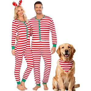 image:imageSWOMOG Matching Family Pajamas Sets Christmas Couple PJs Holiday Onesise Nightwear Household Sleepwear Sets with Pet bibsRed Thick Stripe
