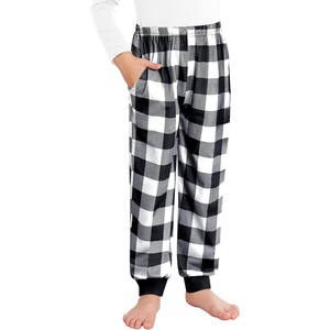 image:imageSWOMOG Unisex Kids Plaid Pajama pants for Boys amp Girls Comfy Sleepwear Bottoms Lounge Jogger PJ Pants with PocketsBlack  White