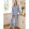 image:imageSWOMOG 100 Cotton Women Pajamas Set Long Sleeve Sleepwear Button Down Lounge Set 2 Piece Nightwear with PocketBlue Grid