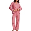 image:imageSWOMOG 100 Cotton Women Pajamas Set Long Sleeve Sleepwear Button Down Lounge Set 2 Piece Nightwear with PocketRed White Plaid