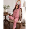 image:imageSWOMOG 100 Cotton Women Pajamas Set Long Sleeve Sleepwear Button Down Lounge Set 2 Piece Nightwear with PocketRed White Plaid