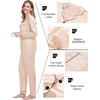 image:imageSWOMOG Couples Matching Silk Satin Pajamas Set Long Sleeve Sleepwear Soft Button Down Loungewear 2 Pcs Pj SetChampagne