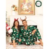 image:imageSWOMOG Couples Matching Silk Satin Pajamas Set Long Sleeve Sleepwear Soft Button Down Loungewear 2 Pcs Pj SetGreen Christmas Santa