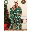 image:imageSWOMOG Couples Matching Silk Satin Pajamas Set Long Sleeve Sleepwear Soft Button Down Loungewear 2 Pcs Pj SetGreen Christmas Santa