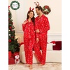 image:imageSWOMOG Couples Matching Silk Satin Pajamas Set Long Sleeve Sleepwear Soft Button Down Loungewear 2 Pcs Pj SetRed Christmas Tree