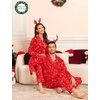 image:imageSWOMOG Couples Matching Silk Satin Pajamas Set Long Sleeve Sleepwear Soft Button Down Loungewear 2 Pcs Pj SetRed Christmas Tree