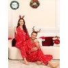 image:imageSWOMOG Couples Matching Silk Satin Pajamas Set Long Sleeve Sleepwear Soft Button Down Loungewear 2 Pcs Pj SetRed Christmas Tree